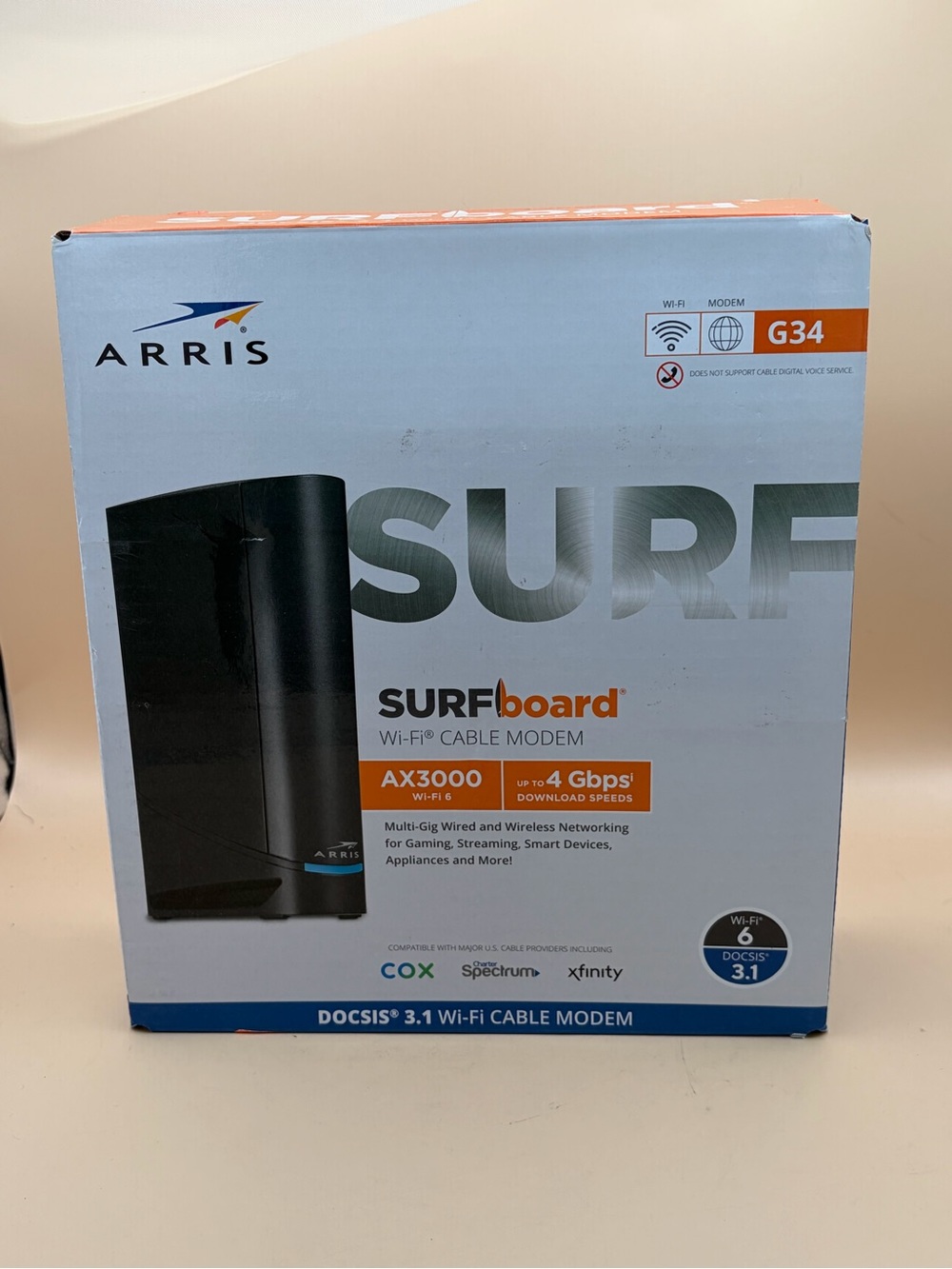 ARRIS SURFboard AX3000 Black Wi‑Fi Cable Modem (G34)